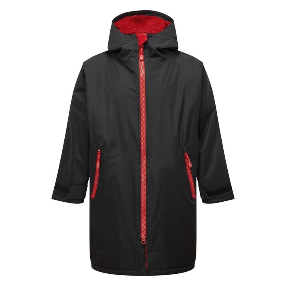 TriDri Childrens/Kids Changing Robe / Black/Red